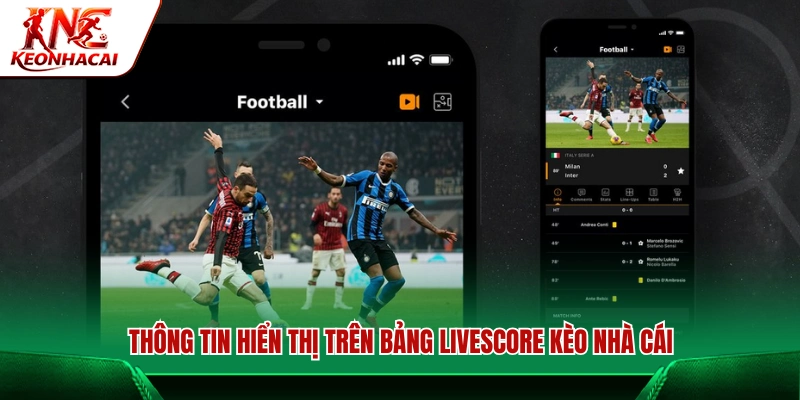 Dữ liệu trình bày ở bảng Livescore Kèo Nhà Cái
